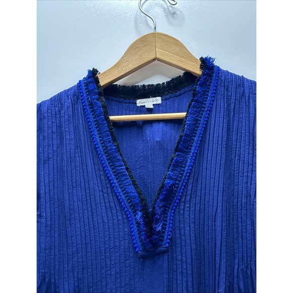 Poupette St Barth Sasha Mini Dress Women's Large Navy Blue Beach Light Airy